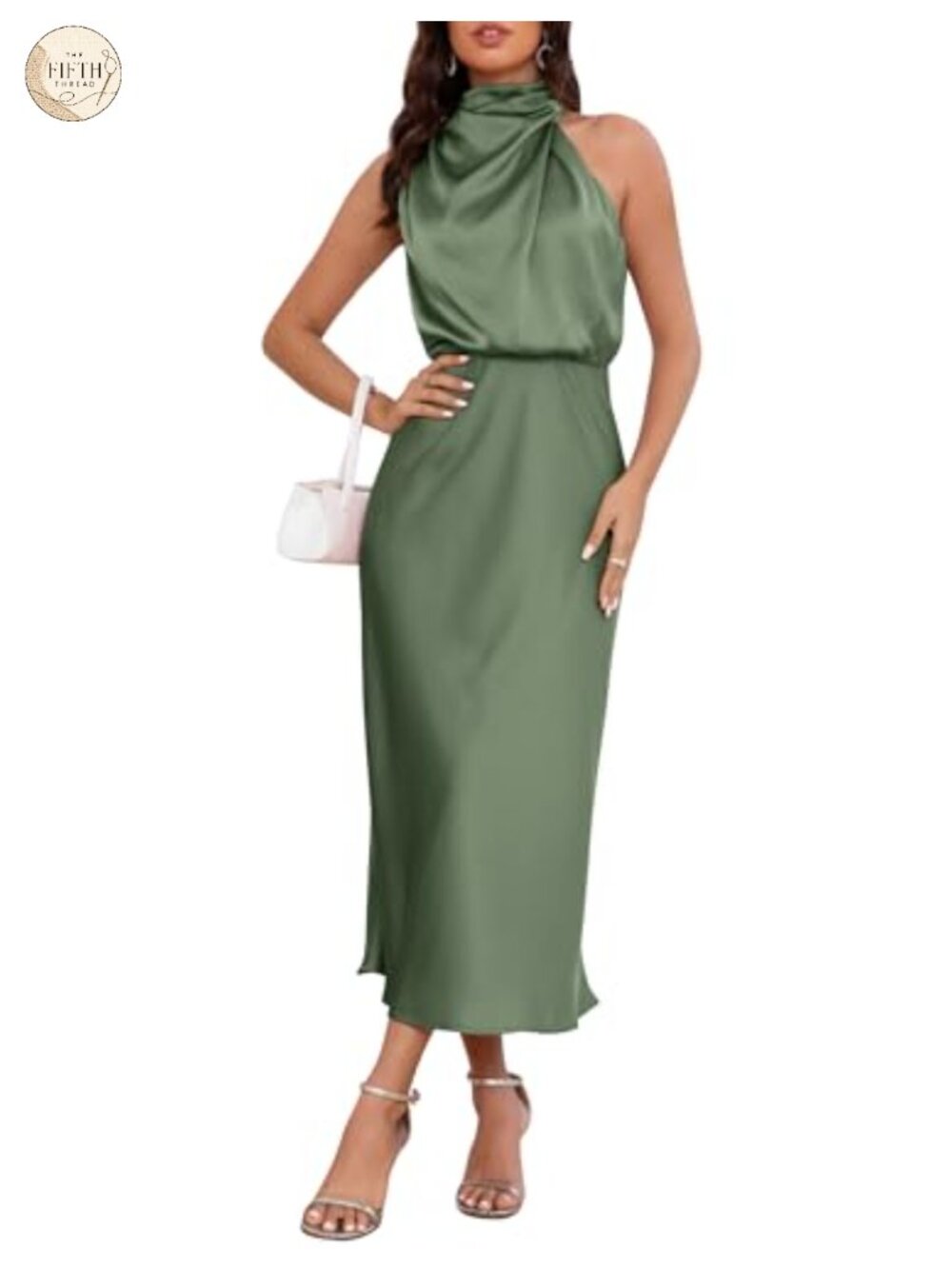 Women's Satin Maxi Formal Dress Sleeveless High Neck Wedding Guest Cocktail
